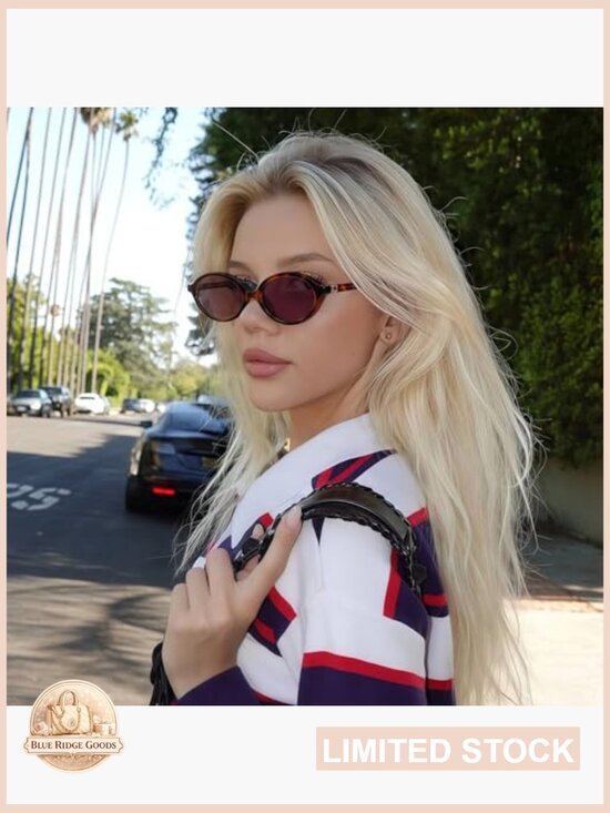 Retro Oval Sunglasses Small 90s Trendy Round Shades Cute Designer Sunnies UV main image 5